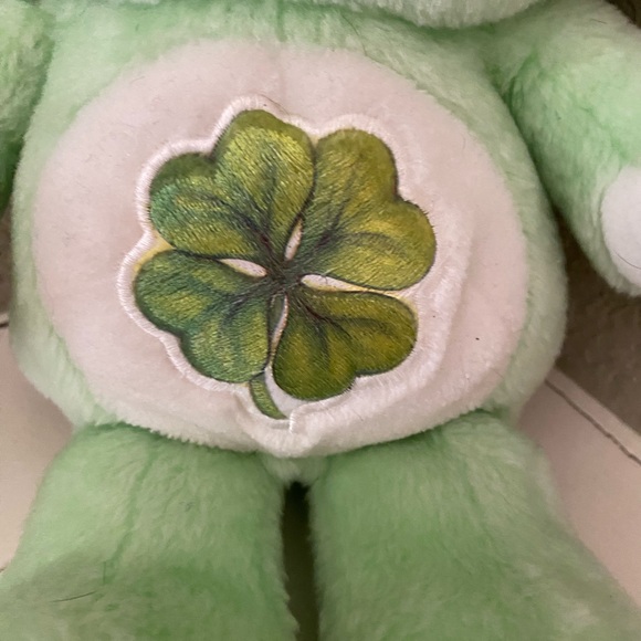 Care Bear Plush Good Luck Bear Vintage 1983 Green Shamrock Kenner American Greet - Picture 3 of 8